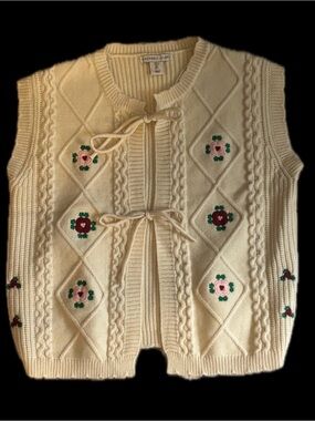 Sincerely Jewels Size: L Women’s Knit Cardigan with Flower Embroidery